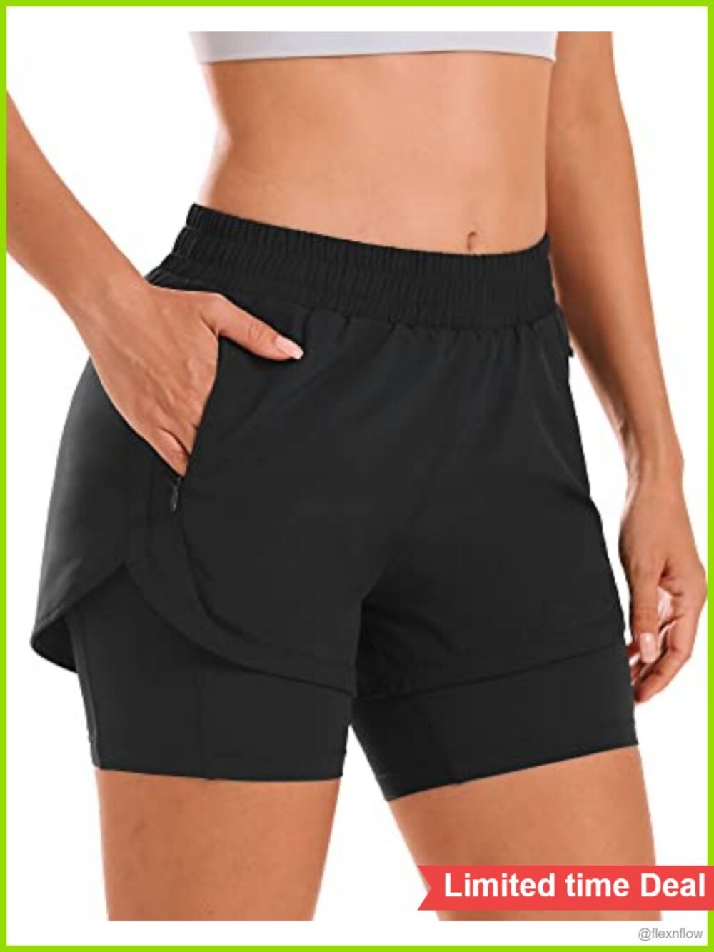 Women's Athletic Running Shorts with Liner, Zip Pockets, 2-in-1 Compression